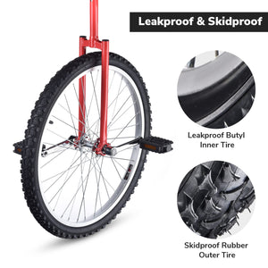 24" Inch Wheel Unicycle Leakproof Butyl Tire Wheel Cycling Outdoor Sports Fitness Exercise Health Red