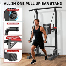 Load image into Gallery viewer, Power Tower Dip Station Pull Up Bar for Fitness Home Gym Workout,Multi-Function Adjustable Height Fitness Strength Training Exercise Equipment,with Power Elastic Ropes,Black Red-02
