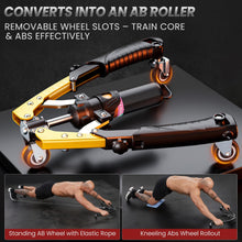 Load image into Gallery viewer, Twister Arm Trainer, 3 in 1 Hydraulic Power Chest Workout Equipment with Ab Roller Wheels and Hooks- Yellow
