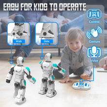 Load image into Gallery viewer, Robot Toys for Kids, Programmable Remote Control Robot with Gesture Sensing, Voice Control &amp; LED Face, 15 3/4&quot; (White)
