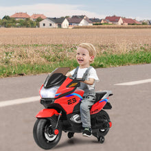 Load image into Gallery viewer, 12V Kids Motorcycle, Battery Powered Electric Vehicle for Kids, Training Wheels, LED Lights, Foot Pedal (Red)

