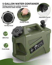 Load image into Gallery viewer, Widitn Portable Camping Shower with Water Jug 5-Gal Jug Powerful Spray
