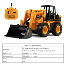 Load image into Gallery viewer, RC Bulldozer 13.5&quot; Full Function 1:24 Scale 2.4Ghz Construction Vehicle Toy Front Loader Tractor Truck Electric Remote Control
