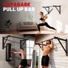 Load image into Gallery viewer, PAPABABE Wall Mounted Pull Up Bar (Black 52 inch)
