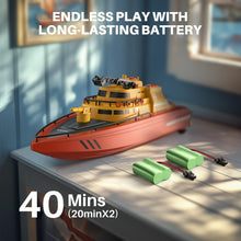 Load image into Gallery viewer, Remote Control Boat, Big RC Boat Firefighter for Kids 8-12 with 40 Mins Run Time (2 Batteries), One-Key Water Spary, 15 km/h High Speed
