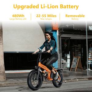 1000W Folding Electric Bike, 48V 20.8AH Large Removable Battery E-Bike, 30+MPH, 80 Miles Max Range