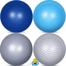 Load image into Gallery viewer, Leyndo 4 Pcs 26 Inch Yoga Exercise Ball Pilates Pregnancy Birthing Fitness Ball-(Blue Gray Set)
