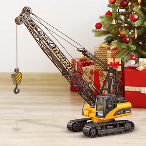 Top Race 15 Channel Remote Control Crane Toy - Battery Powered 1:14 Scale RC Construction Vehicles with Heavy Metal Hook