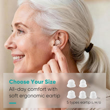 Load image into Gallery viewer, Rechargeable OTC Hearing Aids for Seniors Invisible In Ear Hearing Aids for Elders Adults with Mild to Moderate Hearing Loss Hearing Amplifiers Earbuds Noise Cancelling Clear Sound Conversation 100H with Charging Case
