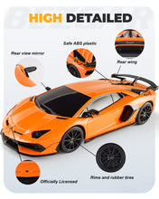 Load image into Gallery viewer, Remote Control Car Licensed RC Car, 1:24 Lambo Toy Car for Kids, Lambo SVJ Remote Control Model Car Electric (Orange)
