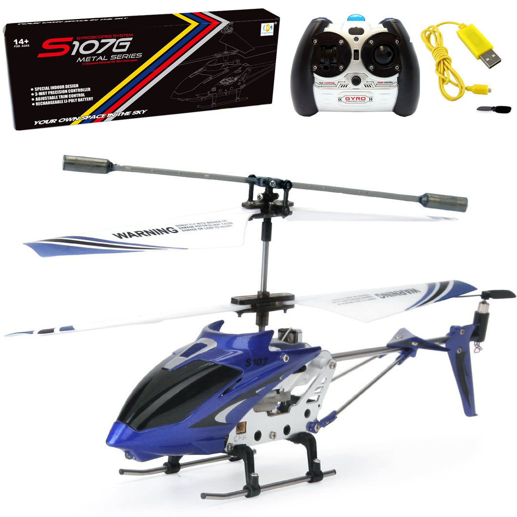 S107/S107G Phantom 3CH 3.5 Channel Mini RC Helicopter with Gyro Blue