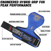 Load image into Gallery viewer, Cobra Grips Weight Lifting Gloves with Adjustable Neoprene Padded Wrist Wraps -(PRO Blue Leather)
