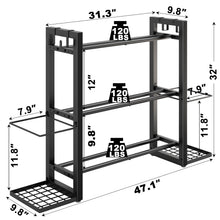 Load image into Gallery viewer, 3-Tier Adjustable Dumbbell Rack Heavy Duty Metal Storage Rack, Dumbbell Weight Rack and Kettlebells Rack, Yoga Mat Organizer, Multi-Purpose Gym Equipment Storage Stand for Home Gym Accessories
