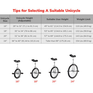 16" Inch Wheel Unicycle Leakproof Butyl Tire Wheel Cycling Outdoor Sports Fitness Exercise Health Red