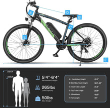 Load image into Gallery viewer, Electric Bike for Adults 27.5&#39;&#39; Peak 750W Electric Mountain Bike/Ebike, 3 Hours Fast Charge, 55 Miles Electric Bicycle
