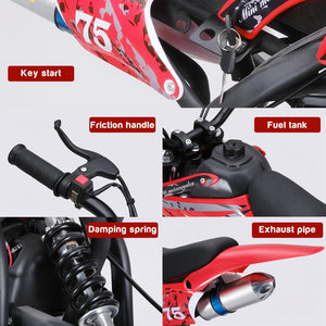 49cc 4-Stroke Mini Dirt Bike, Gas Powered Kids Dirt Bikes, Mountain Off Road Mini Motorcycle, Gas Dirt Bike with Disc Brakes