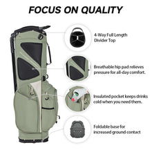 Load image into Gallery viewer, T WINSOLOGY Lightweight Golf Stand Bag with 4 Way Top Dividers for Men and Women, Only 4.2 Pounds, 8 Storage Pockets Including Cooler, Double Shoulder Straps, Womens Golf Club Bag (Sage Grey/Cream)
