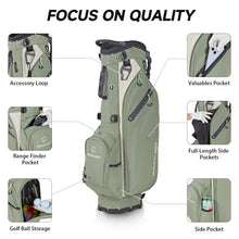 Load image into Gallery viewer, T WINSOLOGY Lightweight Golf Stand Bag with 4 Way Top Dividers for Men and Women, Only 4.2 Pounds, 8 Storage Pockets Including Cooler, Double Shoulder Straps, Womens Golf Club Bag (Sage Grey/Cream)
