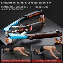 Load image into Gallery viewer, Twister Arm Trainer, 3 in 1 Hydraulic Power Chest Workout Equipment with Ab Roller Wheels and Hooks-Blue
