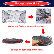 Load image into Gallery viewer, EASY BIG Portable Collapsible Crab Traps, Foldable Crabbing Nets for Lobster, Shrimp, Carp, Crayfish, Galvanized Steel Wire, Polyethylene Mesh

