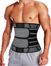 Load image into Gallery viewer, KIWI RATA Neoprene Workout Waist Trainer for Men Sweat Belt with Double Belly Straps, X-shape Steel Bones
