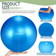 Load image into Gallery viewer, Hungdao 6 Pack Exercise Ball Bulk Inflatable Pregnancy &amp; Workout Ball 22 Inch -(Blue)
