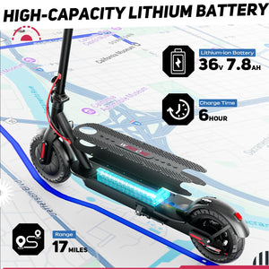 Electric Scooter, 430W Peak Motor, 19MPH & Up to 17-Mile Range, 10" Shock-Absorbing Tires | Portable Folding Commuting Electric Scooter
