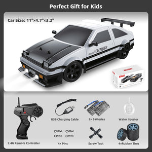 2.4GHz 1:16 Scale 4WD High Speed Remote Control Cars Vehicle with LED Lights Two Batteries and Drifting Tires