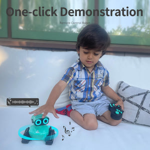 Robot Toys, Remote Control Robot Toy, RC Robots for Kids with LED Eyes, Flexible Head & Arms, Dance Moves and Music (Blue)