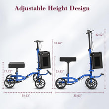 Load image into Gallery viewer, Fvzzin Lightweight Knee Scooter Crutch Alternative, Foldable &amp; Adjustable Knee Scooter for Adults for Foot Surgery, Steerable Knee Walker with Detachable Storage Basket, Includes DIY Stickers-Blue
