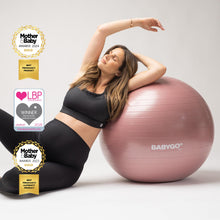 Load image into Gallery viewer, BABYGO Birthing Ball - Pregnancy Yoga Labor &amp; Exercise Ball &amp; Book Set Trimester Targeting-(Rosewood, 65cm)
