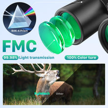 Load image into Gallery viewer, Kylietech 12x42 Binoculars BAK4 FMC Lens Waterproof Fogproof Phone Adapter
