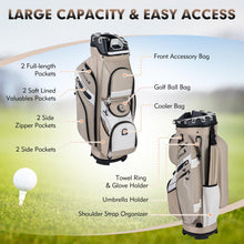 Load image into Gallery viewer, Tangkula Golf Cart Bag with 14-Way Full Length Dividers (Khaki)
