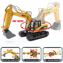 Load image into Gallery viewer, Remote Control Excavator Construction Toys - 15 Channel 3 in 1 RC Excavator with Metal Shovel, 2 Tracks
