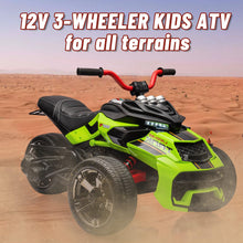Load image into Gallery viewer, 12V Kids Ride On ATV, 3 Wheeler Motorcycle, Rechargeable Battery-Powered ATV Toy Car with Music, Green
