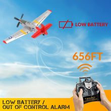 Load image into Gallery viewer, 4 Channel Remote Control Airplane 2.4Ghz RC Plane with 3 Modes - Ready to Fly P51 Mustang RC Airplane RTF for Beginners Adults (Red)

