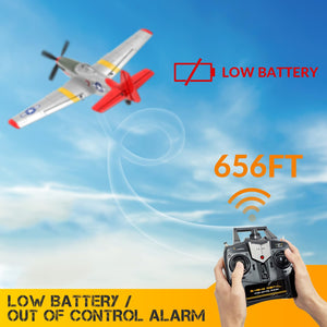 4 Channel Remote Control Airplane 2.4Ghz RC Plane with 3 Modes - Ready to Fly P51 Mustang RC Airplane RTF for Beginners Adults (Red)