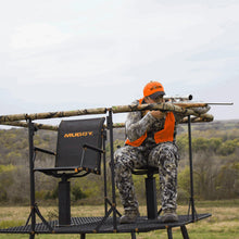 Load image into Gallery viewer, Muddy 12' Quad Pod - 57" L x 57" W Durable Steel 500 Pound Capacity Hunting Outdoor Platform with Full-Surround Shooting Rail &amp; 2 Flex-Tek Seats, Blind Kit Not Included

