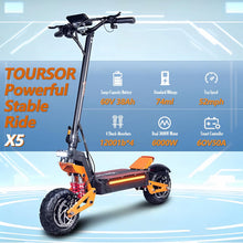 Load image into Gallery viewer, Electric Scooter with Seat for Adults, 6000w Dual Motor Electric Scooter with 74 Miles Range Battery Up to 52 Mph, Folding 11&quot; Off Road Tires
