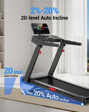 Load image into Gallery viewer, LONTEK Treadmill with Auto 20% Incline - Black Blue
