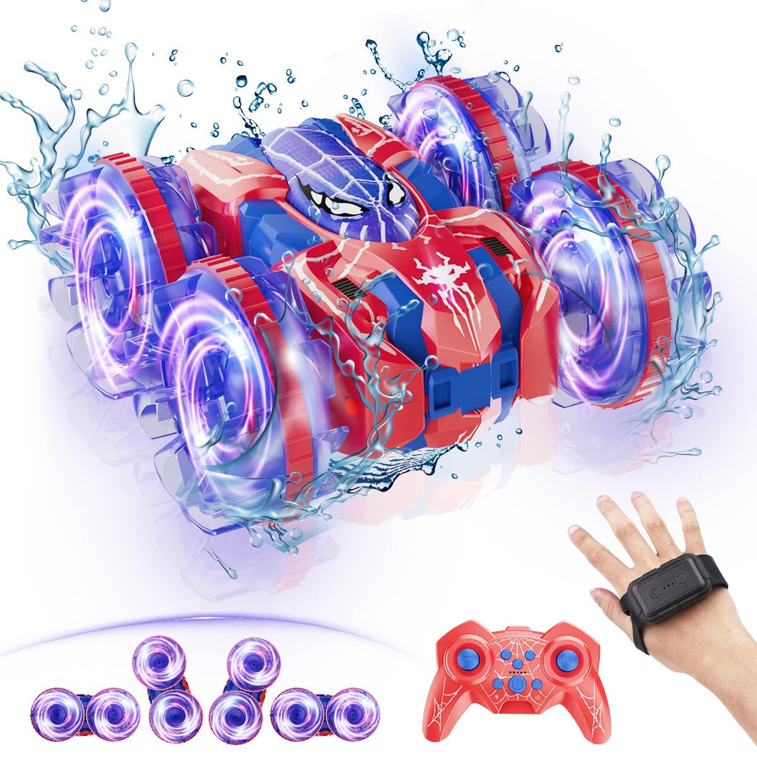 4WD Waterproof RC Car, 2.4 GHz Amphibious Remote Control Car Remote Control Boat for Kids, 360°Rotation RC Truck Stunt Cars