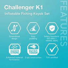 Load image into Gallery viewer, INTEX 68305EP Challenger K1 Inflatable Kayak Set: Includes Deluxe 86in Kayak Paddles and High-Output Pump – Adjustable Seat with Backrest – Removable Skeg – 1-Person – 220lb Weight Capacity
