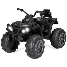 Load image into Gallery viewer, 12V Kids Ride-On Electric ATV, 4-Wheeler Quad Car Toy w/Bluetooth Audio, 3.7mph Max Speed - Black
