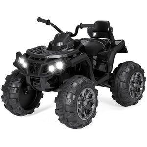12V Kids Ride-On Electric ATV, 4-Wheeler Quad Car Toy w/Bluetooth Audio, 3.7mph Max Speed - Black
