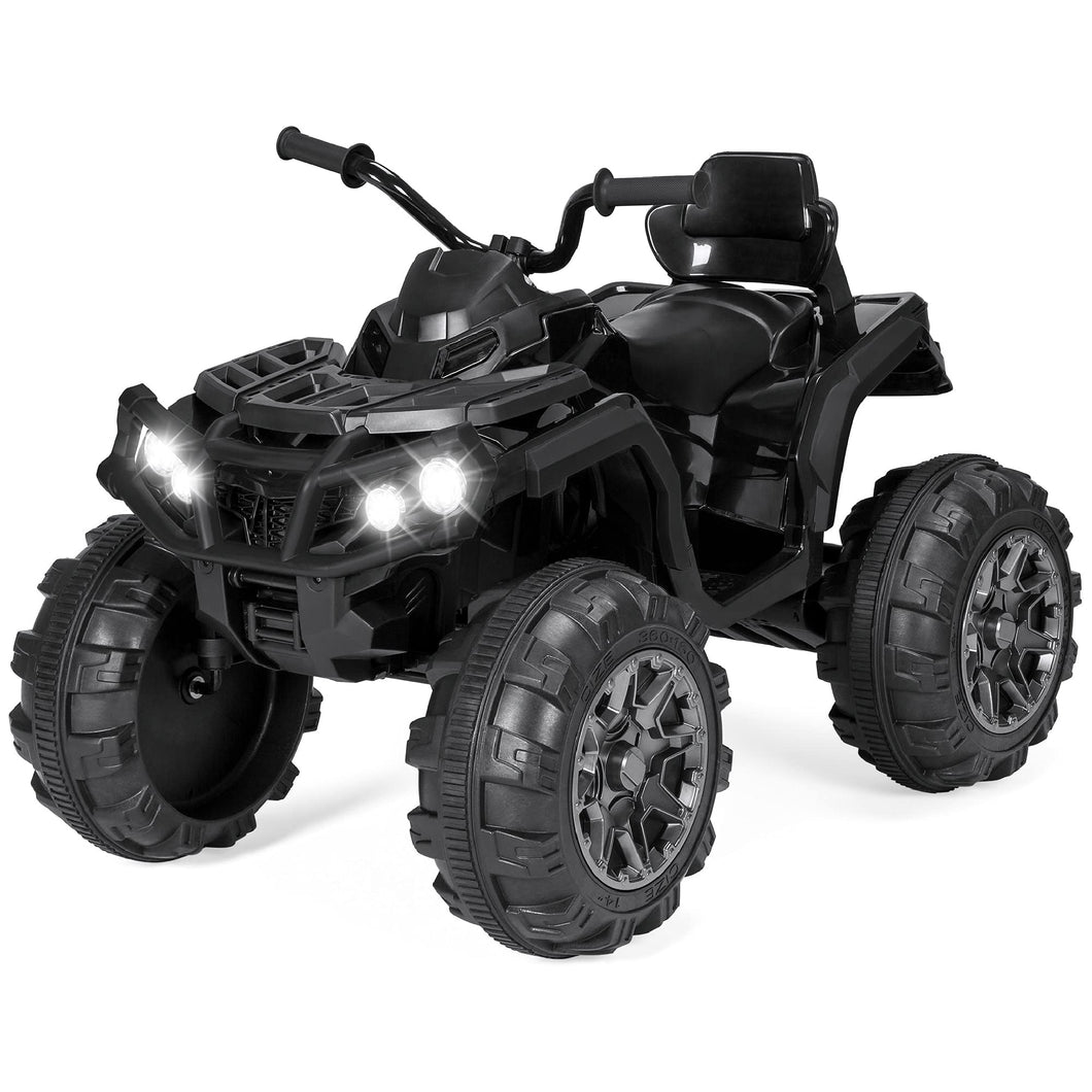 12V Kids Ride-On Electric ATV, 4-Wheeler Quad Car Toy w/Bluetooth Audio, 3.7mph Max Speed - Black