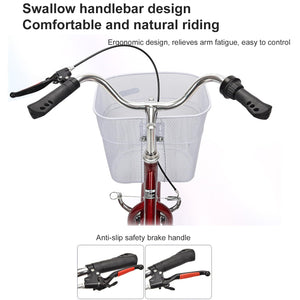 Red, Adult Tricycles, Pedal Tricycle with Front and Rear Removable Baskets, Outward-Facing Toe and Rollover Prevention