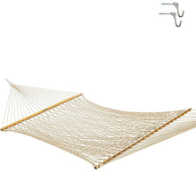 Load image into Gallery viewer, Original Pawleys Island Large Oatmeal DuraCord Rope Hammock – 13 ft. x 55 in., 2-Person, 450 lb Capacity, Oak Spreader Bar, Zinc-Plated Hardware, Handcrafted in the USA
