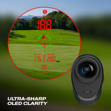 Load image into Gallery viewer, Blue Tees Golf Captain Pro Golf Rangefinder with Slope &amp; GPS Distances – 1200 Yard Laser Range Finder, OLED Display, Shot Tracking, Magnetic Cart Mount, IP67 Waterproof, USB-C Rechargeable

