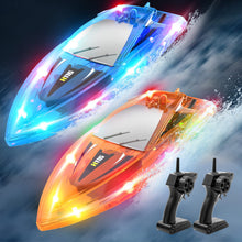 Load image into Gallery viewer, 2Pack LED Light RC Boat Remote Control Pool Water Toys for Kids Ages 8-12 Adults Lakes Bathtub Toy with Whole Body Waterproof
