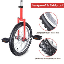 Load image into Gallery viewer, 16&quot; Inch Wheel Unicycle Leakproof Butyl Tire Wheel Cycling Outdoor Sports Fitness Exercise Health Red

